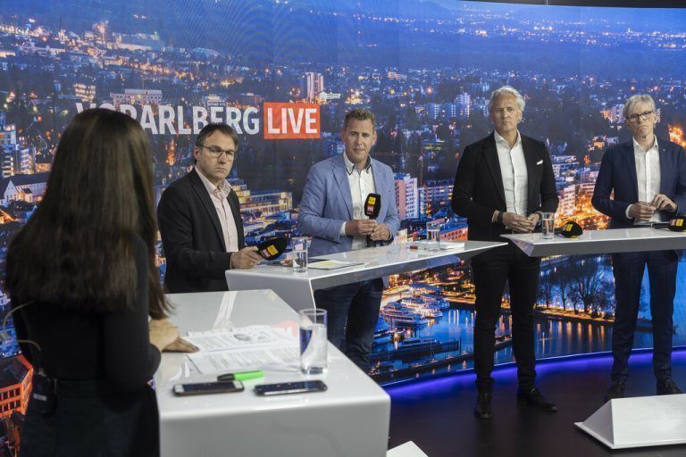 Moderatorin Birgit Entner-Gerhold mit Wilfried Hopfner, Martin Ohneberg, Bernhard Heinzle und Reinhard Stemmer. vn/Paulitsch
