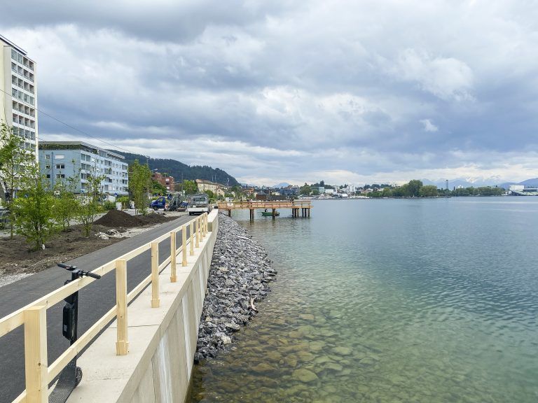 Letzte Arbeiten am aktuellen Bauabschnitt der Pipeline in Bregenz. <span class="copyright">VN/Paulitsch</span>