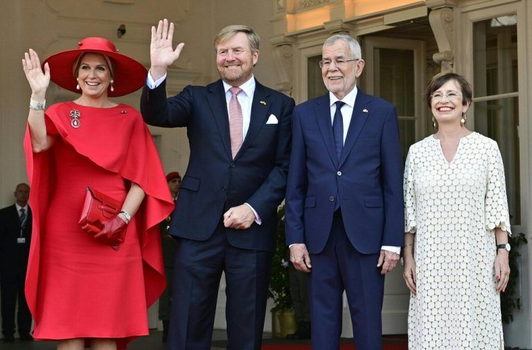 Alexander Van der Bellen und Doris Schmidauer begrüßten die royalen Gäste.apa/hans Punz