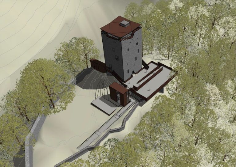 Die Pläne des Architekten Wolfgang Ritsch sehen unter anderem vor, den Bergfried wieder nutzbar zu machen. architekturbüro ritsch