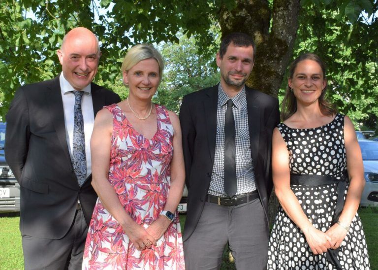 Direktor Ariel Lang und die Klassenvorstände Monika Kubesch-Fuchs, Thomas Rüscher und Kristina Keßler.