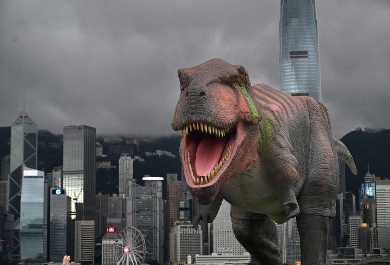 Hongkong stellte zum 25. Jahrestag der Sonderverwaltungszone einen lebensgroßen Tyrannosaurus-Rex aus. AFP