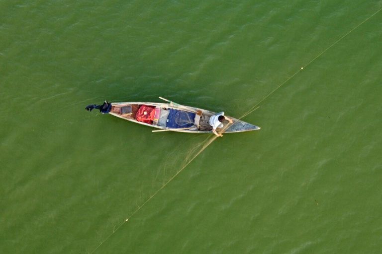 Im Fluss Eufrat bei Nasiriya, der Hauptstadt des irakischen Gouvernements Dhi Qar, wirft ein Fischer sein Netz aus. AFP