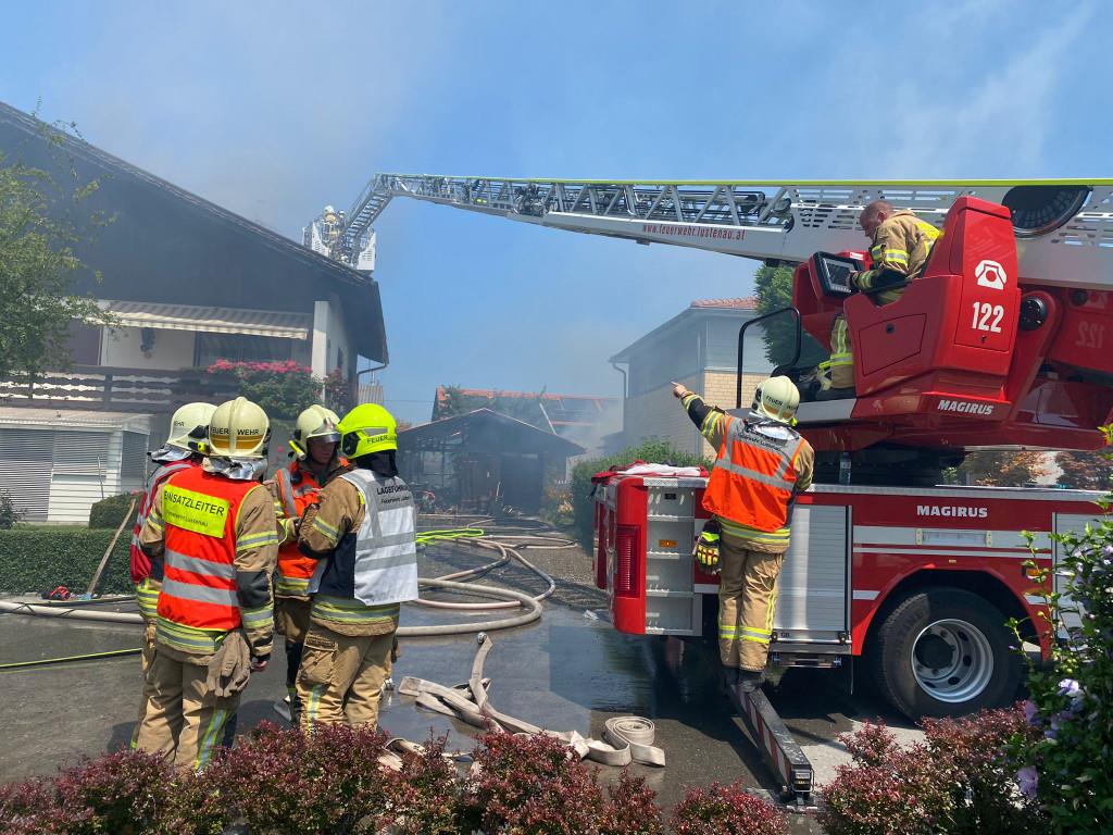 Gartenschopf in Lustenau in Vollbrand