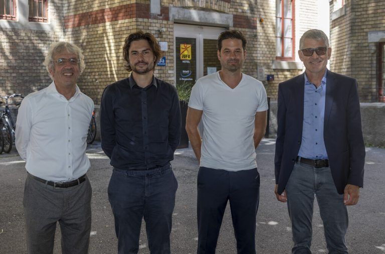 Josef Huber (Huber Invest), die Architekten Simon Metzler und Lukas Schelling sowie Martin Summer (Rhomberg Bau).