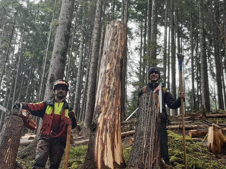 Peter Nenning und sein Sohn Martin kennen sich mit Holzarbeiten aus.