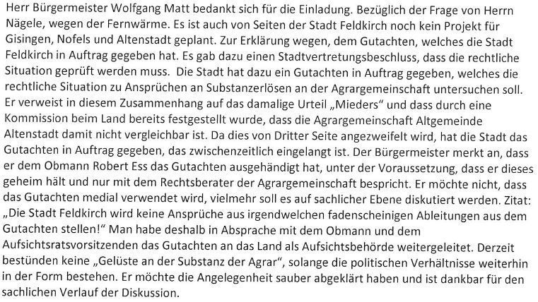 Feldkirch und die Agrar: Anfragen und eine Vollversammlung