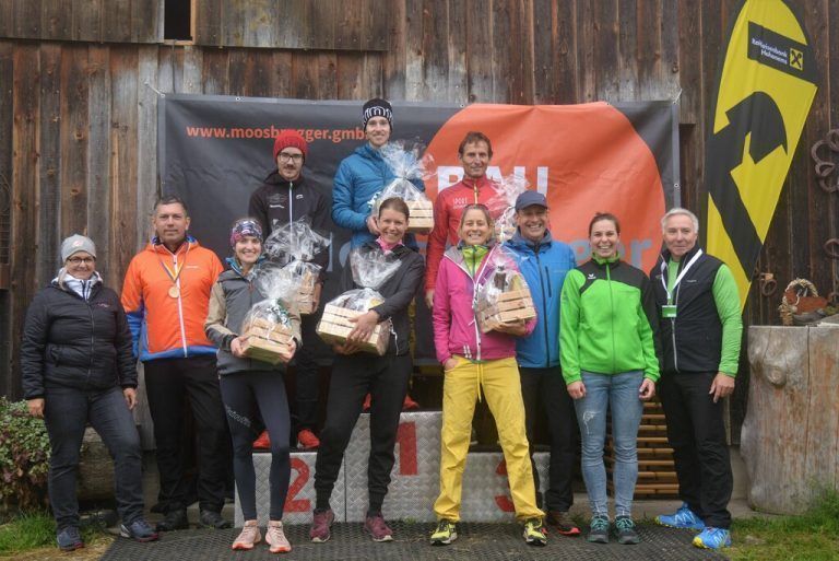 Die glücklichen Siegerinnen und Sieger des 7. Lauf is Gsohl.Lauftreff Hohenems