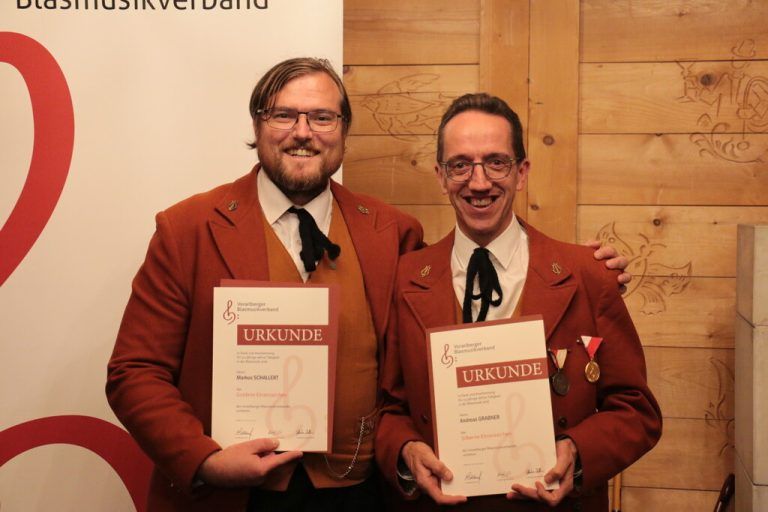 Die Jubilare Andreas Grabner und Markus Schallert.harmoniemusik bürs