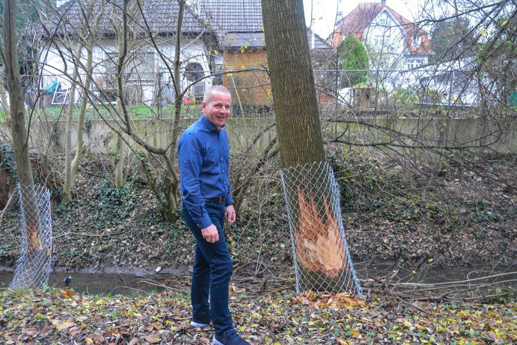 Biber machte Jausenstopp bei Lustenauer Mittelschule