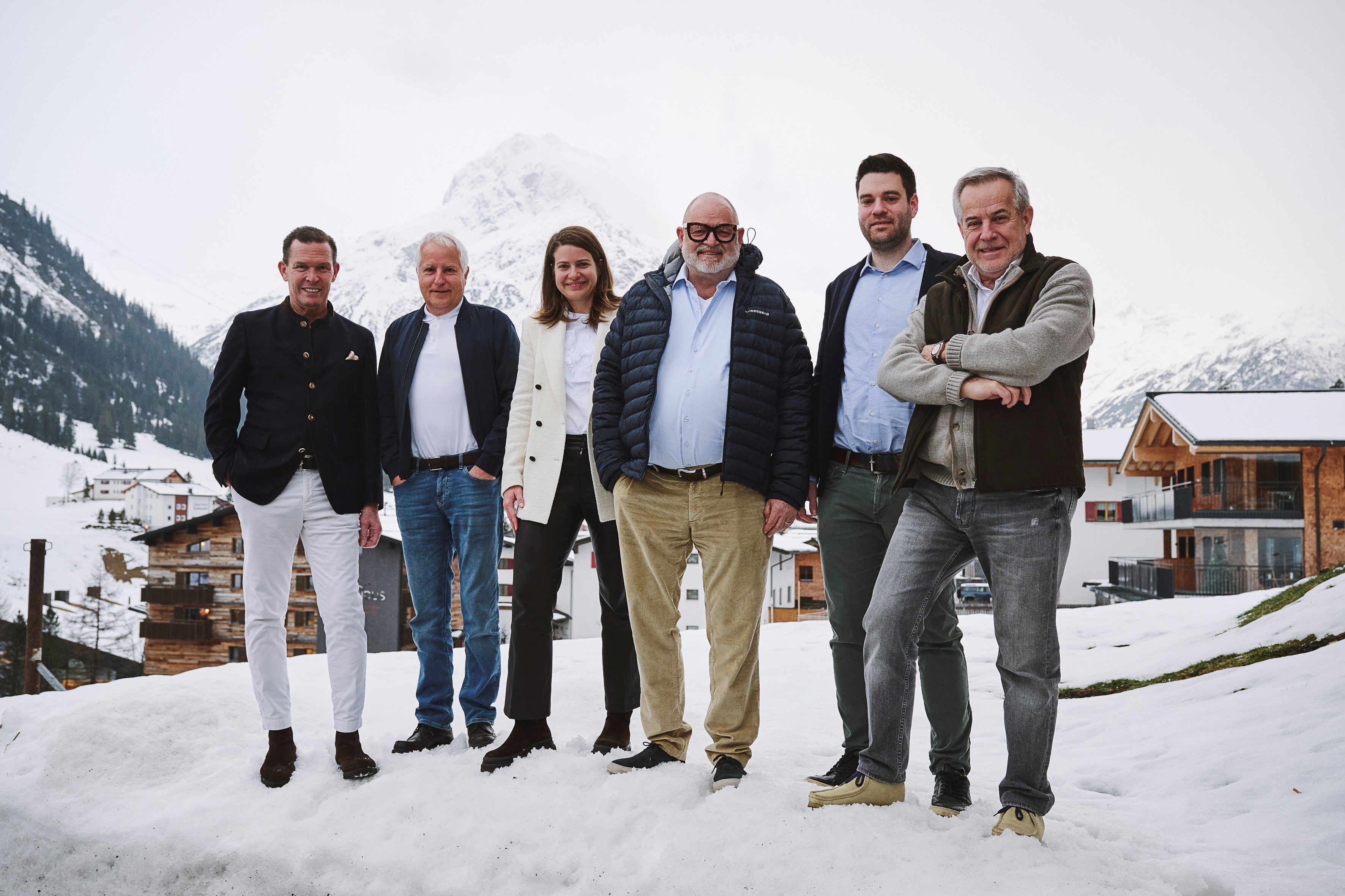 Die Gesellschafter Daniel Grieder, Reinhard Wolf, Olivia Strolz, Ambros Strolz, Daniel Strolz und Siegfried Wolf. alexander Kaiser