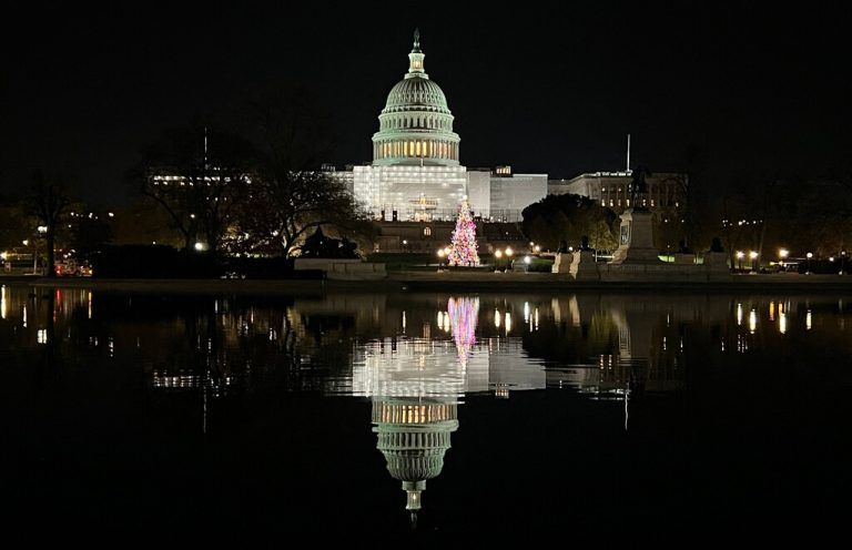 Vor dem Kapitol der Vereinigten Staaten in Washington wurden die Lichter am Weihnachtsbaum entzündet. AFP