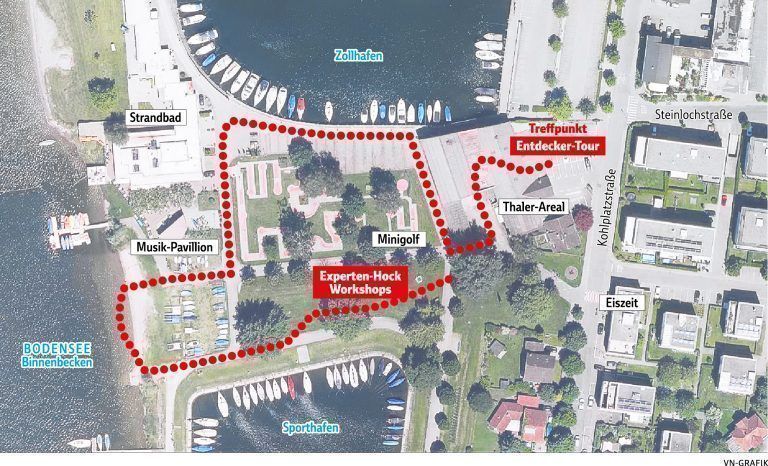 Info-Tafel zum Harder Hafenpark.