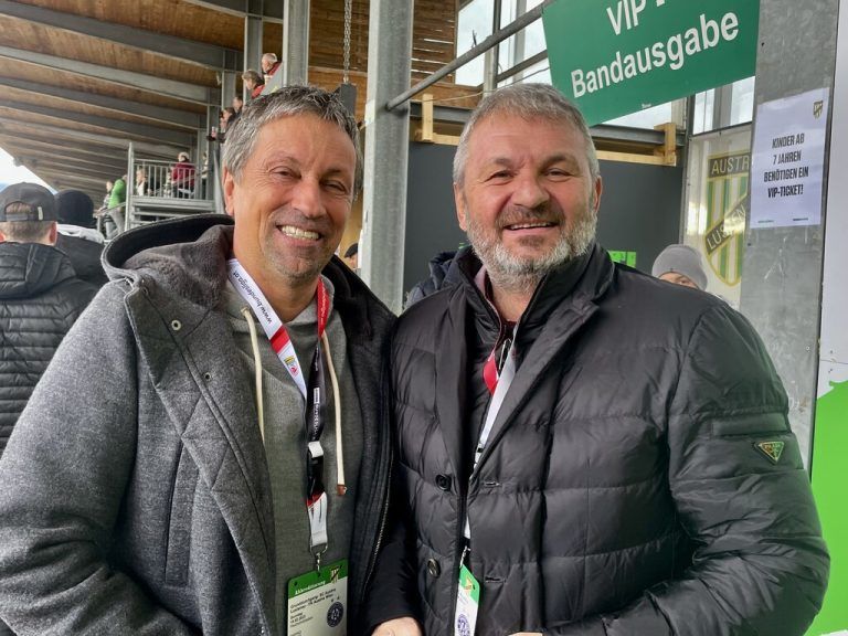 Alte Freunde! Hanno Egger, Jürgen Werner (Vorstand Austria Wien).