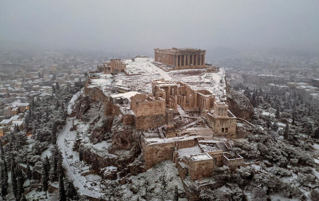 Schnee und Eis in Griechenland