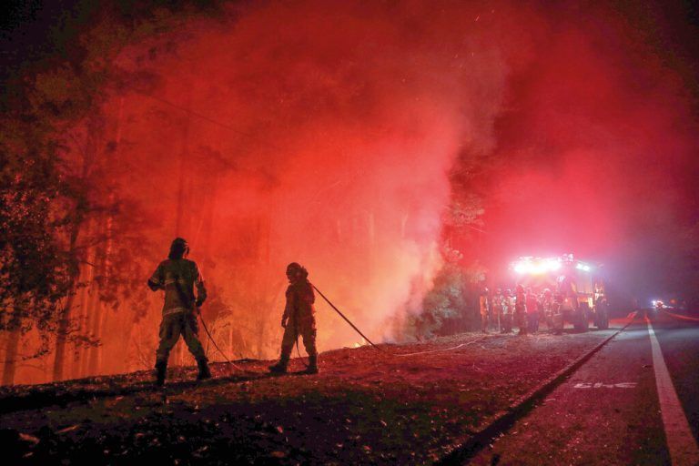 Feuerwehrleute bekämpfen einen Waldbrand in Santa Juana in Chile. Bei den Bränden starben mindestens 24 Menschen und Tausende wurden obdachlos. AFP