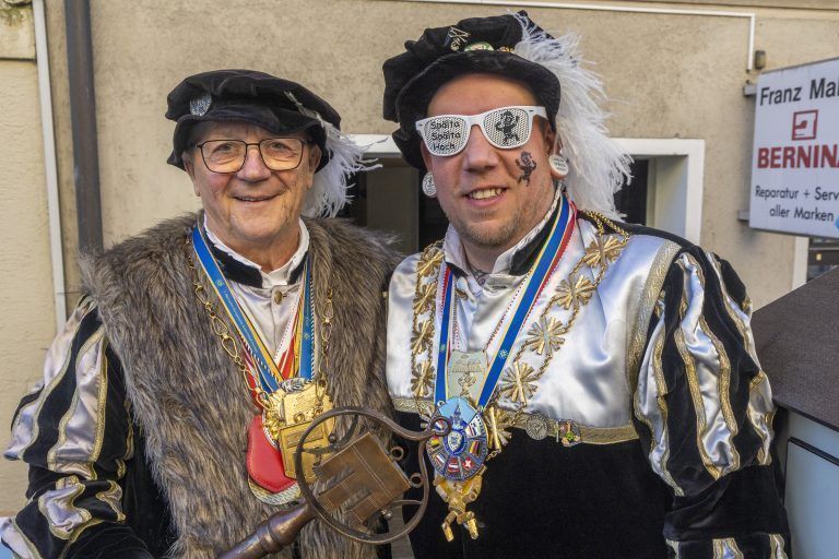 Spältabürger-Präsident Mathias Fazekas (r.) und Hubert Schwarz, Herrscher über die Neustadt zu Feldkirch. 
