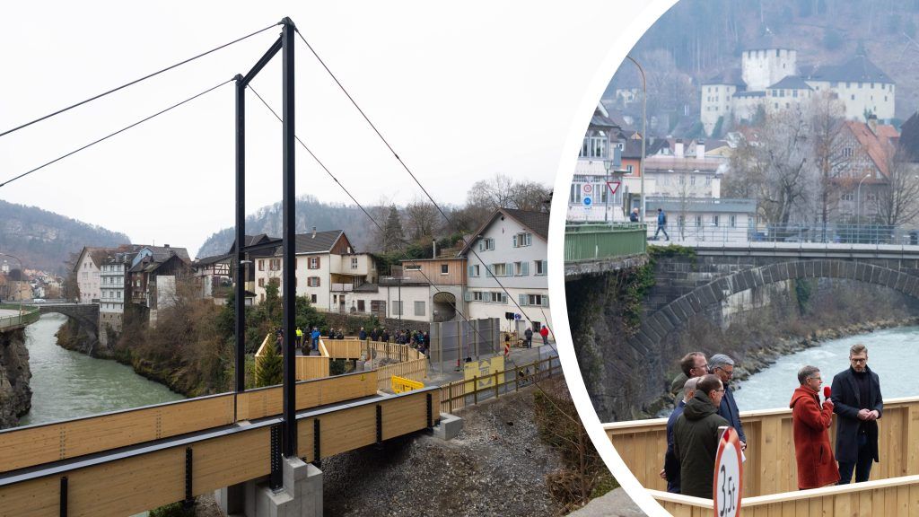 Kapfschlucht-Aufweitung: Heilig-Kreuz-Brücke gesperrt, neue Behelfsbrücke eröffnet