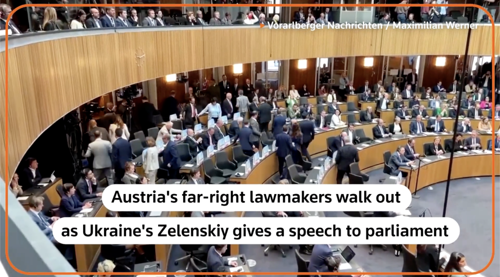 &#8220;Far-right, pro-Russia&#8221;: Bilder des FPÖ-Auszugs während Selenskyj-Rede gehen um die Welt
