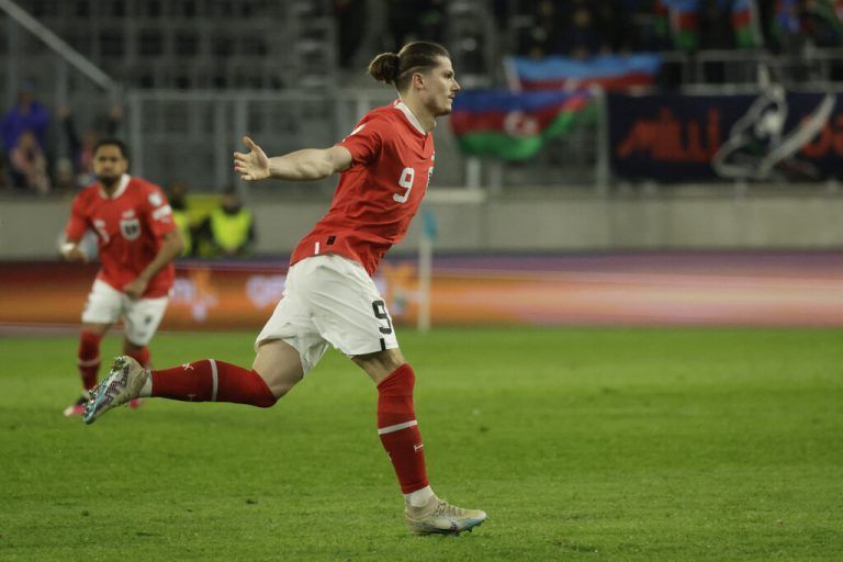 Doppelten Grund zum Jubeln hatte „the man of the match“ Marcel Sabitzer. Dem ÖFB-Kapitän gelang beim 4:1 über Aserbaidschan erstmals im Teamdress ein Doppelpack.Reuters