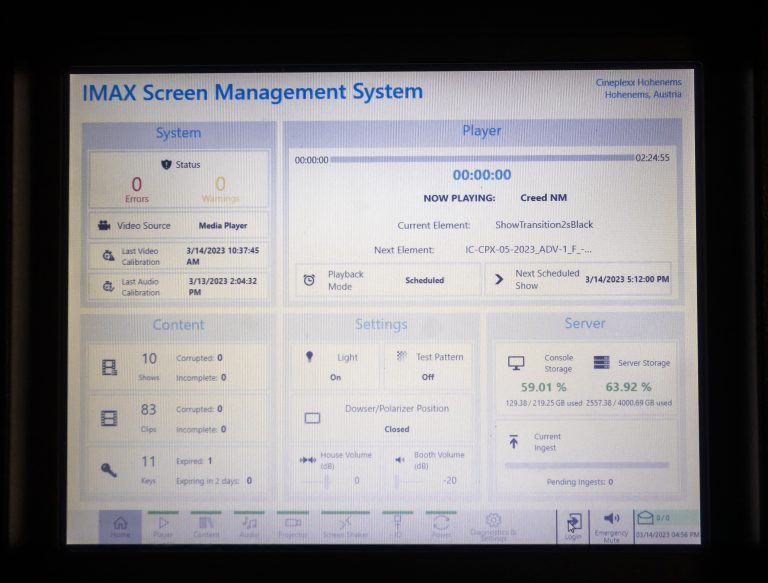 Auch im Imax wird das Programm mit einem Computer gesteuert.