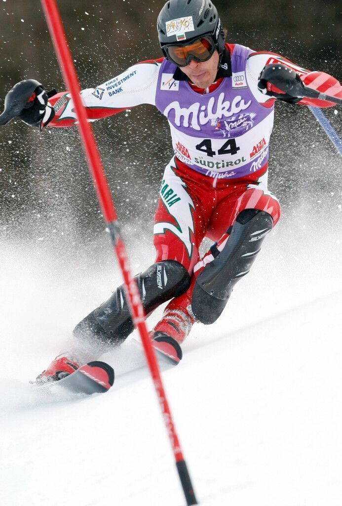 Kilian Albrecht in Aktion 2008, für den bulgarischen Skiverband in Alta Badia.