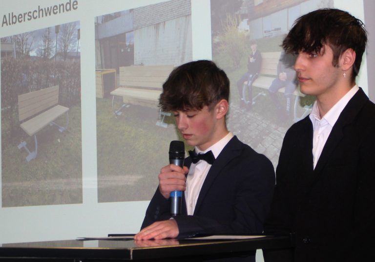 Auch die öffentliche Präsentation in der Aula der Schule war Teil des Projekts.