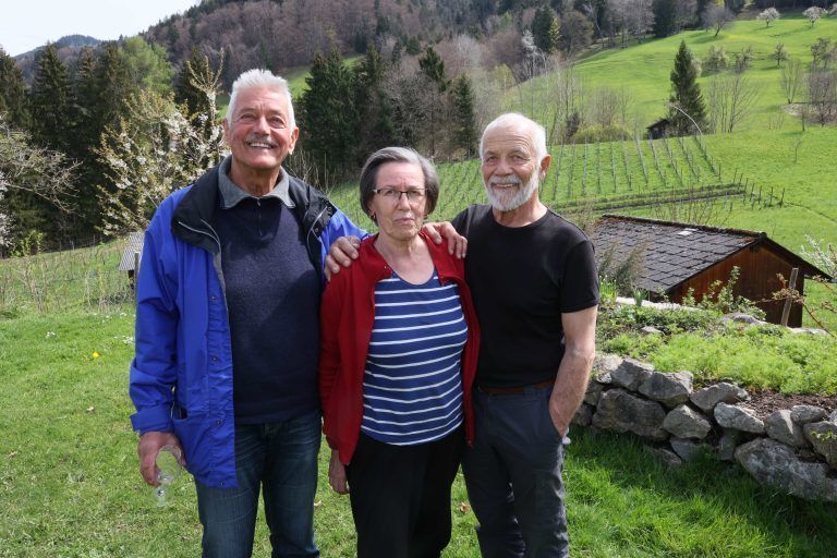 Walter Reutz mit Verpächtern Elisabeth und Jakob Welte.