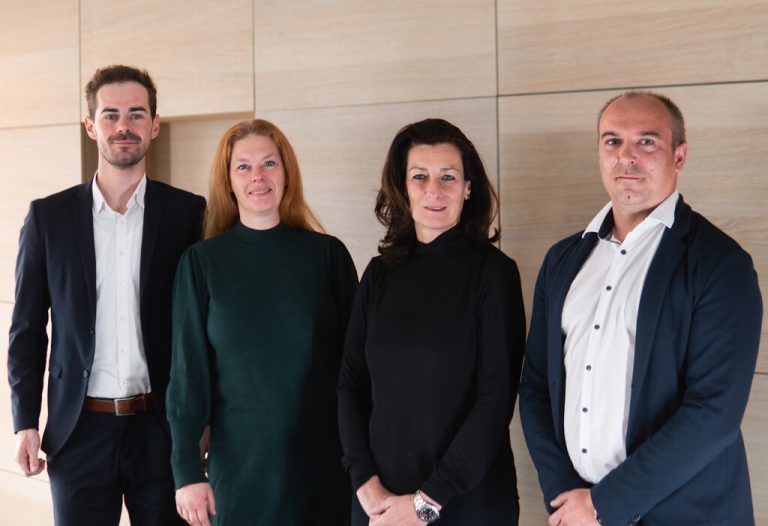 Das Führungsteam von Rhomberg Bau in Wien: Simon Battlogg, Anja Forster, Irene Weidmann und Jürgen Kainz. rhombergbau