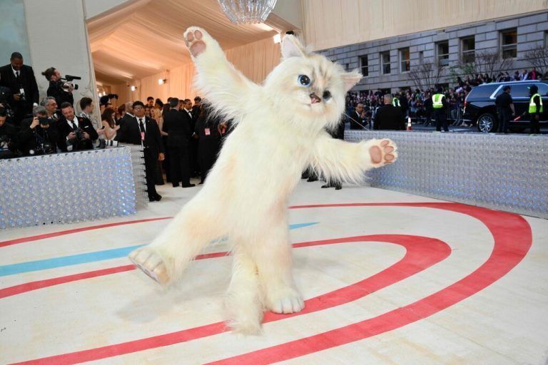 Schauspieler Jared Leto erschien bei der Met Gala im Metropolitan Museum of Art in New York als Karl Lagerfelds Katze Choupette. AFP