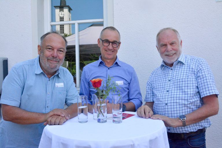 Lustenaus KPV Obmann Dietmar Martin (links) mit Kassier Klaus Bösch (Mitte) und Landesobmann Wolfgang Rothmund (rechts).
