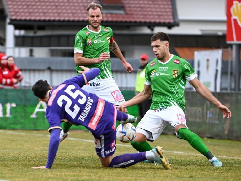 Bislang traf Haris Tabakovic gegen Austria nicht, auch weil Matthias Maak und Darijo Grujcic etwas dagegen hatten.