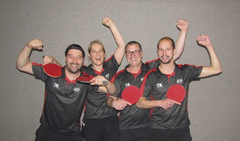 Das Team des UTTC Altach mit Wolfgang Mayer, Sarah Kainz, Fredy Welte und David Merta wurde erneut Landesligameister.VTTV