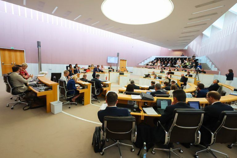 Im Rund des Landtags ging es in der "Aktuellen Stunde" rund. <span class="copyright">Klaus Hartinger</span>