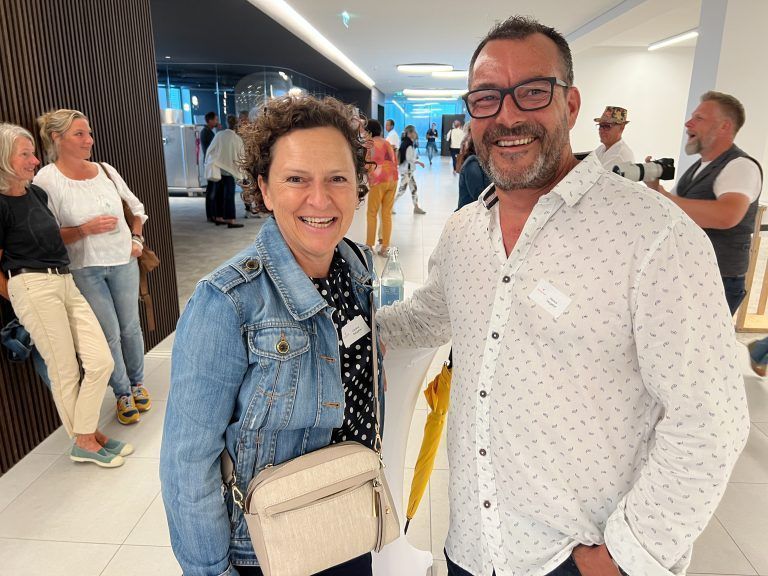 Caroline und Markus Salzgeber kamen ins neue Heron Gebäude.