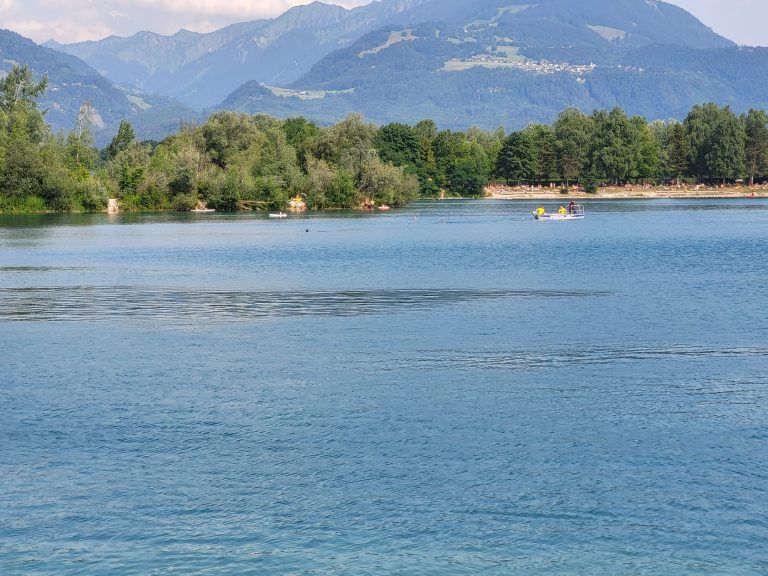 Badegäste am gegenüberliegenden Ufer der Liegewiese hatten laut Notruf beobachtet, wie eine Person im See untergegangen ist. <span class="copyright">Wasserrettung Vorarlberg</span>