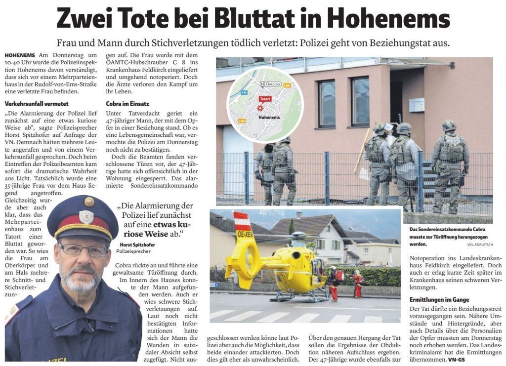 Bluttat in Hohenems: Tragisches Ende einer Beziehung