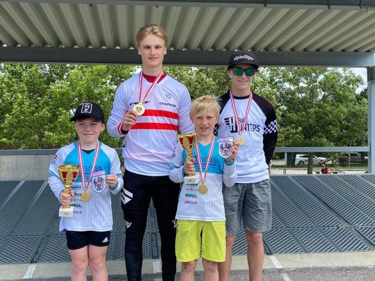 Die Meister (v. l.): Samuel Meitz, Bjarne Schedler, Janik Oppel und Luca Fercher.BMX Bludenz