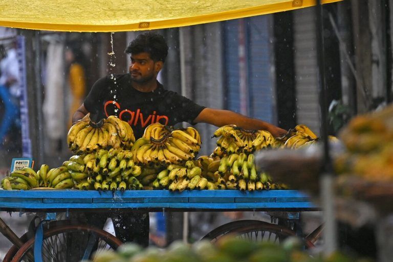 Im indischen Neu-Delhi wartet ein Straßenverkäufer an seinem Stand auf Kundschaft. AFP