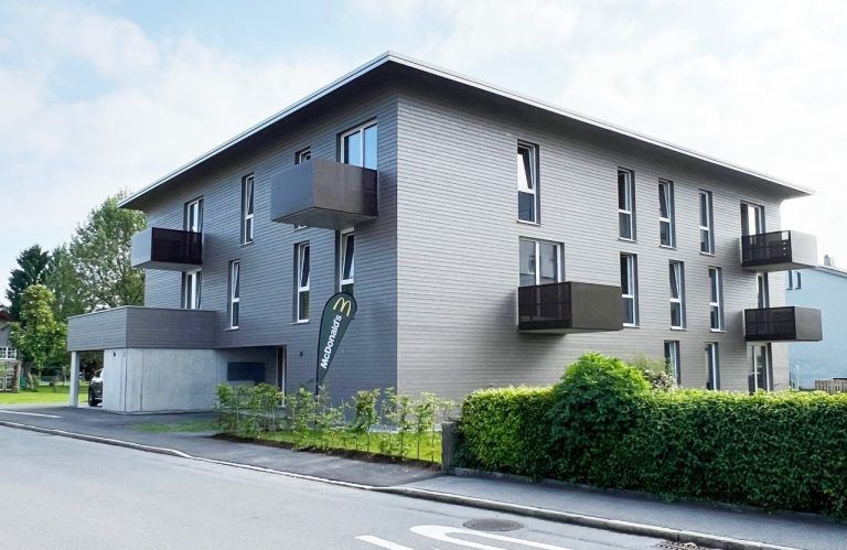 Das neue Wohnhaus für McDonald’s Mitarbeiter in der Lustenauer Holzstraße. <span class="copyright">McD/Lisa Mathis</span>