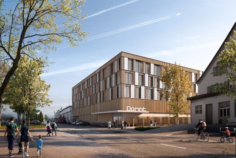 Direkt am Flughafen entsteht das Dorint-Hotel, das auch eine Garage und Büroräumlichkeiten beherbergt. Fa (2)
