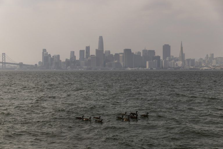Aufgrund der Waldbrände in Nordkalifornien hängt eine Rauchschicht über San Francisco. AP