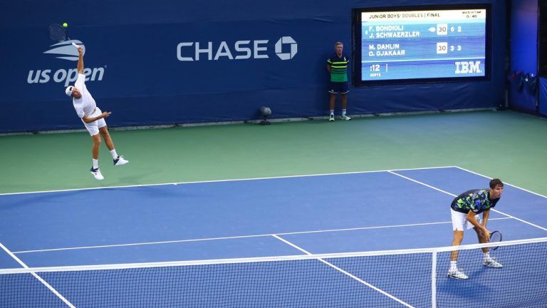 Joel Schwärzler (l.) und Federico Bondioli mussten sich im Endspiel der US Open knapp mit 6:3, 3:6, 9:11 geschlagen geben.<span class="copyright"> US Open</span>