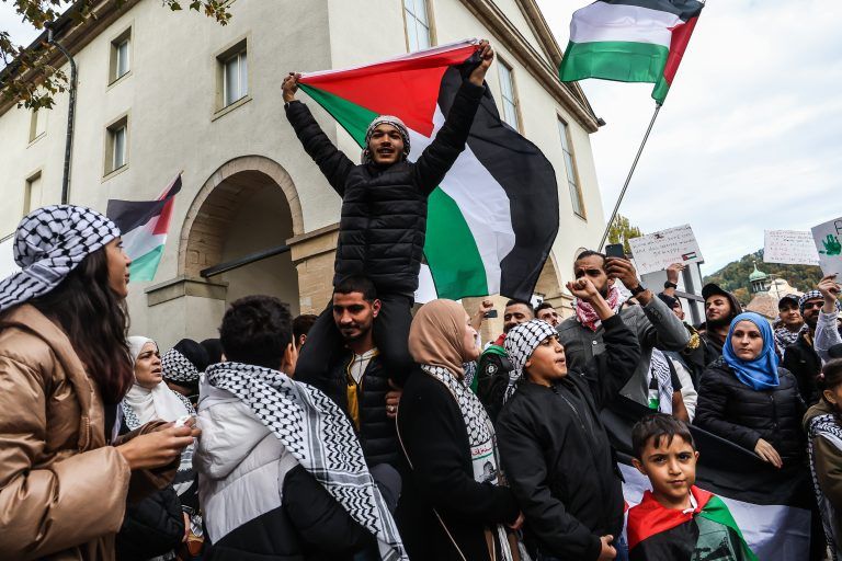 Nur einige wenige Teilnehmer an der Demonstration kamen laut Polizei auch tatsächlich aus den Kreisen der Sozialistischen Jugend. <span class="copyright">VN/Philipp Steurer</span>