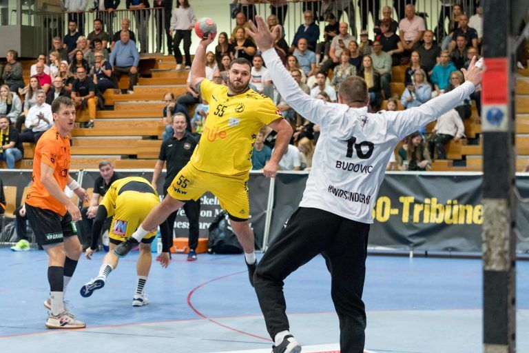 Mit seinen sechs Treffern gegen Graz hat Kreisläufer Tobias Wagner seine persönliche Saisonbilanz auf 37 Volltreffer (Schnitt 6,17 pro Spiel) ausgebaut. <span class="copyright">VN/DS</span>
