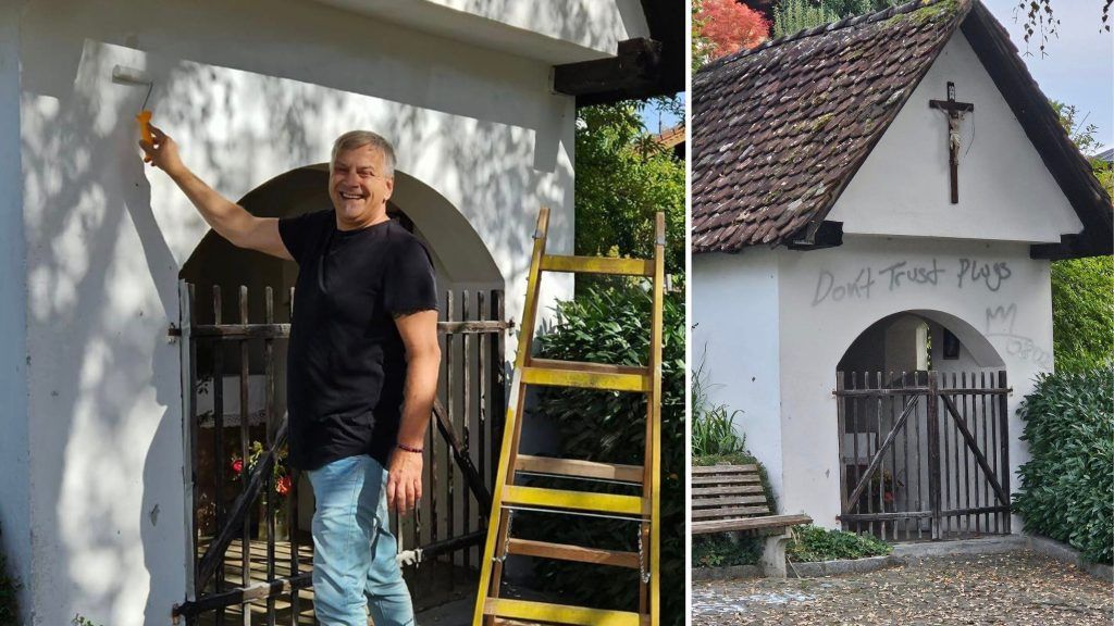 Vandalismus an Tostner Kapelle: Hannes Mottl zeigt Zivilcourage und übermalt Graffiti