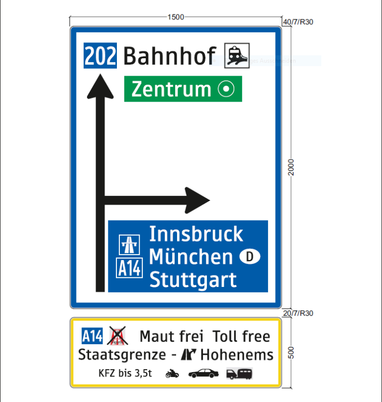 Die Schilder werden unter den bestehenden Vorwegweisern angebracht. <span class="copyright">VLK</span>