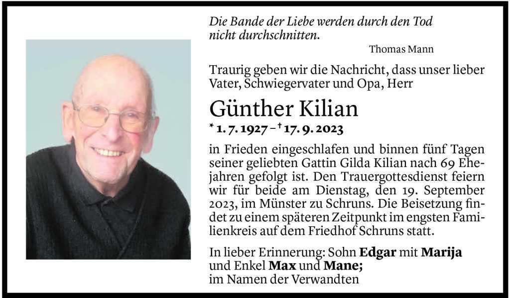 Gilda und Günther gingen auch den letzten Weg miteinander