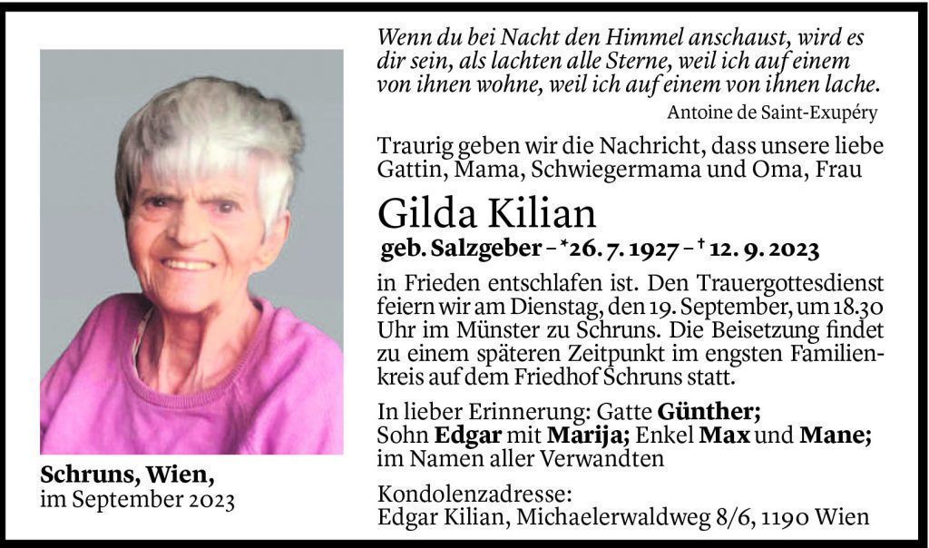 Gilda und Günther gingen auch den letzten Weg miteinander