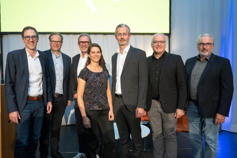 Nikolaus Ess (Prisma), Markus Raith (Russmedia), Bernhard Ölz (Prisma), Referentin Christine Maier, Jimmy Heinzl (Wisto), Elmar Hartmann (IV), Karl-Heinz Weidmann (FH).